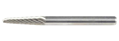 Carbide Bur - 14° Taper, DBL Cut - 1/4" x 5/8" x 1/4" Ext. Shank - SL-1L6