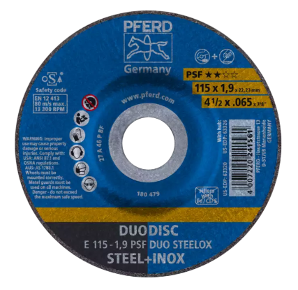 6" x 1/8" Combination Wheel, 5/8-11 Thd. - PSF DUODISC®  STEELOX - Type 27