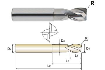 24598TC 3/4 x 3/4 R.063 N.670 2 FLUTE REGULAR LENGTH RADIUS & NECK TICN-COATED ALU-POWER End Mill