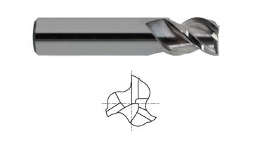 25600-030 1 x 1 x 1-1/4 x 3 R.030 3 FLUTE STUB LENGTH 45 DEGREE HELIX CORNER RADIUS ALU-POWER End Mill