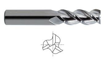 28565TC 3/16 x 3/16 x 9/16 x 2 3 FLUTE REGULAR LENGTH 45 DEGREE HELIX TICN-COATED ALU-POWER End Mill