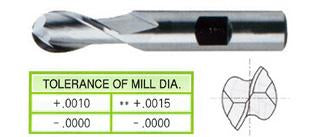 41336CN 5/8 x 1/2 x 1-1/8 x 3-1/8 2 FLUTE REGULAR LENGTH SE BALL NOSE TIN COATED 8% COBALT End Mill