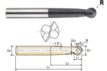 2 FLUTE LONG LENGTH BALL NOSE ECONOMIC TYPE X-POWER CARBIDE