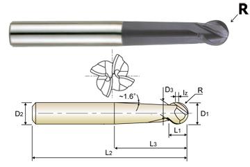 4 FLUTE LONG LENGTH BALL NOSE ECONOMIC TYPE X-POWER CARBIDE