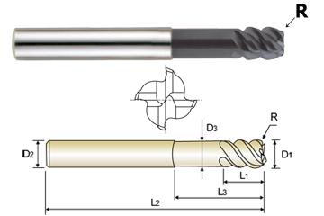4 FLUTE STUB LENGTH 55 DEG HELIX CORNER RADIUS X-POWER CARBIDE