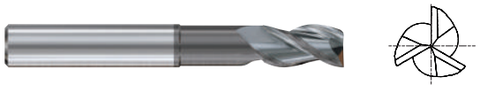 JAG98982 1(R.01) x 1 x 1-1/4(4-3/8) x 7 ALU-POWER HPC 3 FLUTE CORNER RADIUS WITH NECK 37 DEGREE HELIX COATED END MILL