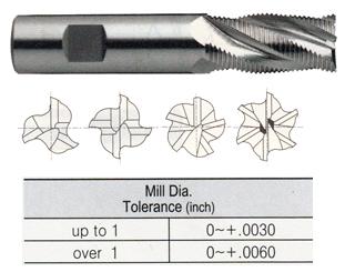 E9A86024 3/8 x 3/8 x 1-1/2 x 3-1/4 4 FLUTE MEDIUM LENGTH CENTER CUT FINE PITCH ROUGHER POWDER METAL TANK-POWER End Mill