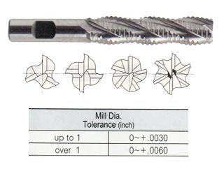 E9A87020 5/16 x 3/8 x 1-3/8 x 3-3/16 3 FLUTE LONG LENGTH CENTER CUT COURSE PITCH ROUGHER POWDER METAL TANK-POWER End Mill