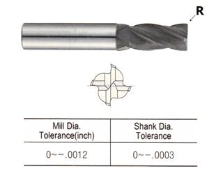 EIB05908 3/8 x 3/8 x 3/8 x 2 x 4 4 FLUTE 30 HELIX CORNER RADIUS (R.020) D-POWER END MILLS End Mill
