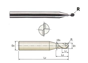 ESD02015208 1.5(R.2) x 4 x 1(8) x 50 CBN 2FL H-30 CORNER RADIUS END MILL