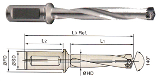 ZB0502 YG I-DREAM DRILL HOLDER, FLANGED SHANK (5XD) INSERT RANGE .5709~.5902 x 3/4 x 3-11/32 x 6-7/32