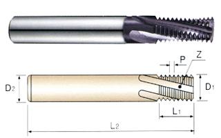TE500 3/8-24 THREAD MILLS SOLID CARBIDE 60 DEGREE HELICAL FLUTE TIALN COATED FOR UNIFIED INTERNAL THREADS - ANSI B 1.1