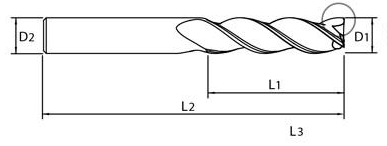 E5H25903. YG6(R1.0) x 6.0 x 13(30) x 72.0 ALU-POWER HPC 3 FLUTES 37 DEGREE HELIX CORNER RADIUS END MILL