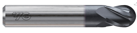 G9H99019N. YG19/64 x 5/16 x 1/2 x 2-1/2 YGBASIX CARBIDE 4 Flute 30deg. Helix Stub Ball E/M Coated