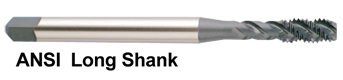 G8503 3/8-24-6, GH3 3 FLUTE SPIRAL FLUTED LONG SHANK MODIFIED BOTTOMING TIN COATED TAP FOR STAINLESS STEEL UPTO 28HRc