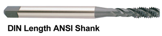 E2435 M10x1.25, D5 3 FLUTED METRIC SPIRAL FLUTED MODIFIED BOTTOMING STEAM OXIDE DIN OAL ANSI SHANK FOR STEELS UPTO 35HRc