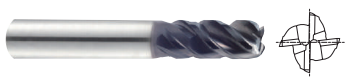 UGMG42970 3/4(R.125) x 3/4 x 2-1/4 x 5 TitaNox-POWER DOUBLE CORE 4 FLUTE CORNER RADIUS END MILL