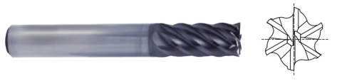 UGMG22826 3/4(R.015) x 3/4 x 1-7/8 x 5 V7 PLUS A 6 FLUTE MULTIPLE HELIX CORNER RADIUS PLAIN SHANK END MILL