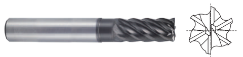 UGMH09925 1/2(R.060) x 1/2 x 5/8 x 3-3/8 x 6 V7 PLUS A 6 FLUTE MULTI HELIX CORNER RADIUS EXTENDED NECK END MILL