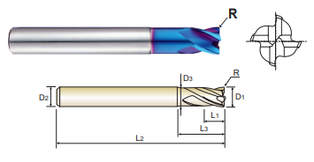 G92864 1 x 1 x 1-1/4 x 4 R.040 5 FLUTE STUB LENGTH CORNER RADIUS ROUGHING FLAT SHANK X-SPEED CARBIDE END MILL
