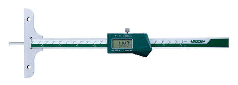 ELECTRONIC DEPTH GAGE WITH ROUND DEPTH BAR, 0-4.7"/0-120mm