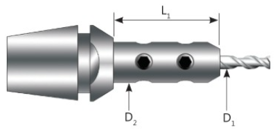 Hassay Savage Rotary 4900-414300 CTE-20-3.00-095140: Ti-Loc ® Mill Extension - 3mm, ER20 Taper, Ext. 9.5 x 14mm w/Stop Screw