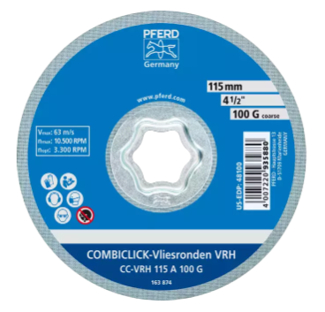 COMBICLICK® Surface Finishing Disc - 4-1/2" Aluminum Oxide, Medium Grade