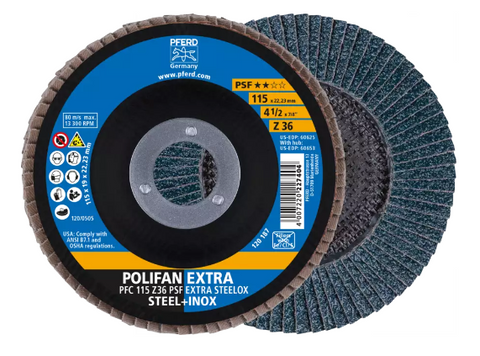 4-1/2" X-LOCK POLIFAN® Flap Disc - Z SG POWER STEELOX, Zirconia, 80 Grit, Conical