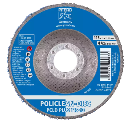 4-1/2" x 1/2" POLICLEAN® PLUS Disc - 7/8" Arbor Hole - Type 27