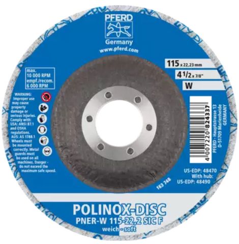 4-1/2" POLINOX® Unitized Disc - T27 (Conical) 5/8-11 Thread, SiC Fine (W) 3SF