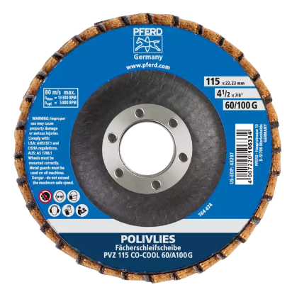 5" POLIVLIES® CO-COOL Flap Disc - 5/8-11 Thread - 80 grit, Medium Grade