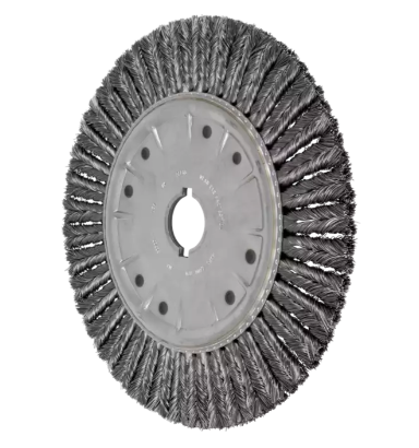 15" COMBITWIST® Full Cable Knot Wheel Brush - .020 CS Wire, 2" Keyed A.H.