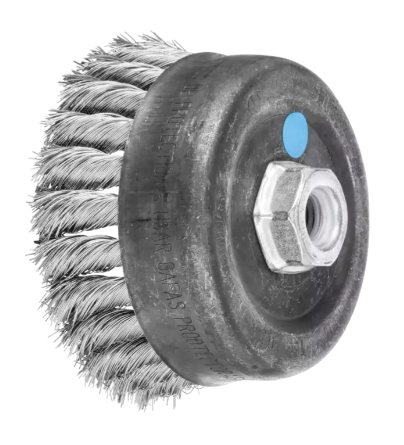 P.O.P. 2-3/4"COMBITWIST® Knot Cup Brush - .020 CS Wire, 5/8-11 Thread (ext.)