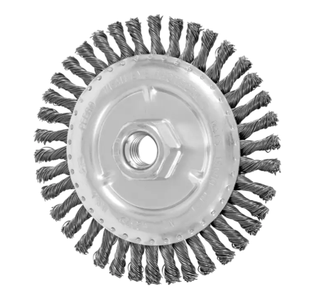4-1/2" INOX-TOTAL COMBITWIST® F/C knot wheel - .014" stainless steel wire, 7/8" plain arbor hole