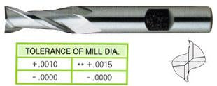 *02321 YG 1/2" Diameter 2" LOC 2 Flute Uncoated HSS/Cobalt End Mill