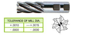 *07481 YG 2" Diameter 2" LOC 6 Flute Uncoated HSS/Cobalt End Mill