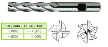 08145HE 7/8 x 7/8 x 3-1/2 x 5-3/4 6 FLUTE LONG LENGTH CENTER CUT TIALN-EXTREME COATED HSS End Mill