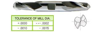45297 1/4 x 3/8 x 1/2 x 3-1/8 2 FLUTE REGULAR LENGTH DE BALL NOSE 8% COBALT End Mill