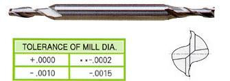 50264 1/8 x 3/16 x 3/8 x 2-1/4 2 FLUTE REGULAR LENGTH DE MINIATURE 8% COBALT End Mill
