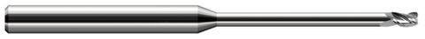 43208 3 FL - 0.1250" (1/8) Cutter DIA x 0.0150" (1/64) Radius x 0.1870" (3/16) LOC x 1.5000" (1-1/2) Reach - Uncoated