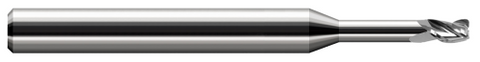 42793 3 FL - 0.0930" (3/32) Cutter DIA x 0.0150" (1/64) Radius x 0.1390" LOC x 0.5000" (1/2) Reach - Uncoated