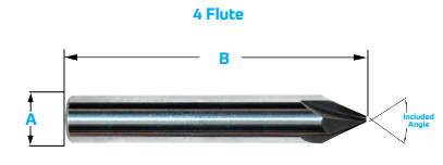 41420 KEO 1/8 x 100Ã‚Â° CARB SE 4 FL CHAMFER MILL