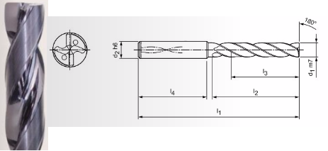 Mapal 4mm 3XD Carbide Coolant Thru Flat Bottom Drill