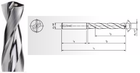 Mapal 13/64" 5XD Carbide Coolant Thru Drill for Aluminum