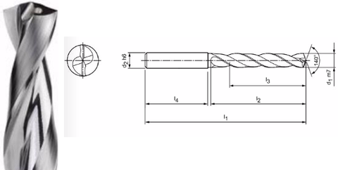 Mapal 1/4" 5XD Carbide Drill for Aluminum