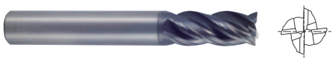 UGMF89036 9/16 x 9/16 x 1-1/4 x 3-1/2 4 FLUTE SQUARE 30 DEGREE HELIX Y- COATING CARBIDE END MILL